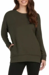 Matty M . Side Pocket Tunic Sweatshirt In Green