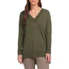 Matty M . Side Slit Sweater In Green