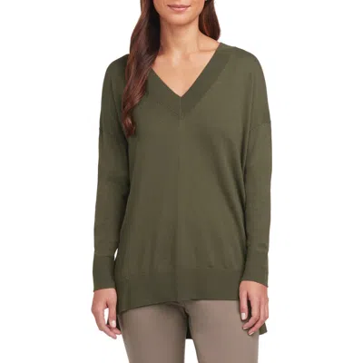 Matty M . Side Slit Sweater In Green