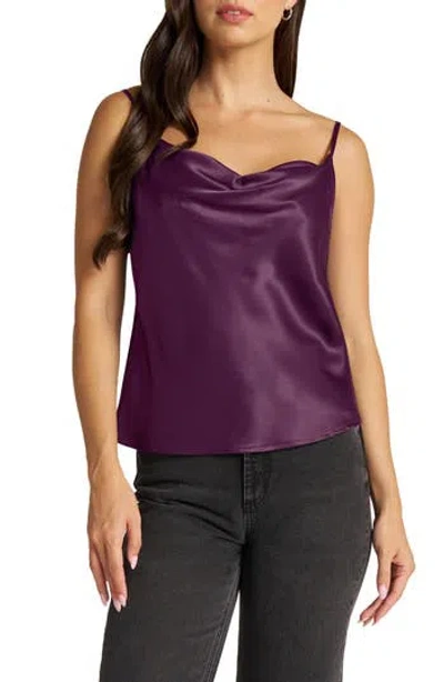 Matty M . Silk Satin Cowl Neck Camisole In Amethyst