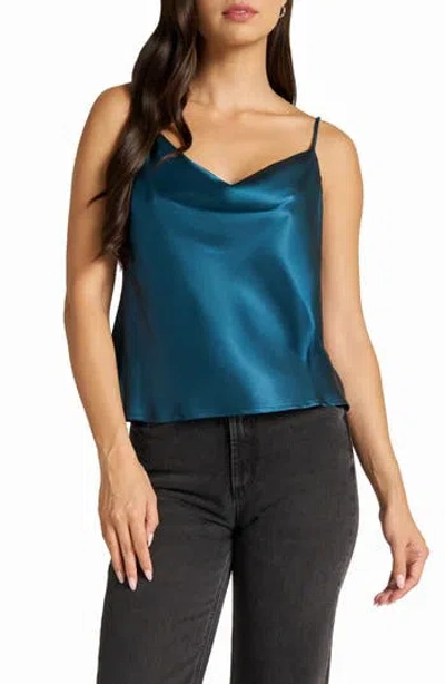 Matty M . Silk Satin Cowl Neck Camisole In Baltic