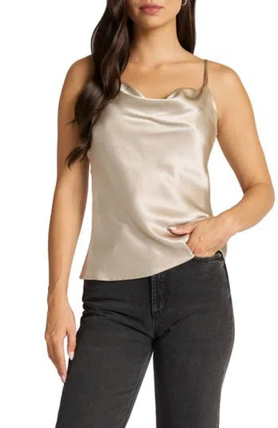 Matty M . Silk Satin Cowl Neck Camisole In Grain