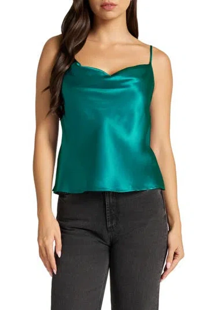 Matty M . Silk Satin Cowl Neck Camisole In Mediterranean