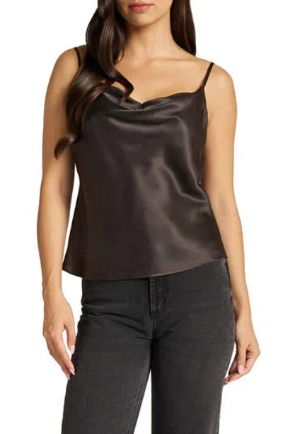 Matty M . Silk Satin Cowl Neck Camisole In Shadow