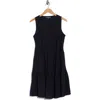 Matty M . Sleeveless Tiered Linen Blend Dress In Blue