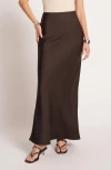 Matty M . Sorelia Satin Maxi Skirt In Brown