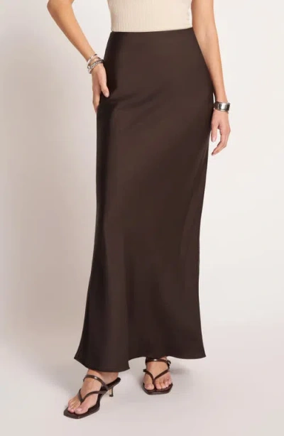 Matty M . Sorelia Satin Maxi Skirt In Brown