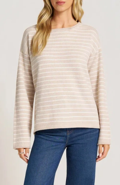 Matty M . Stripe Boat Neck Sweater In Neutral