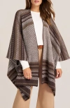 Matty M . Stripe Poncho In Brown