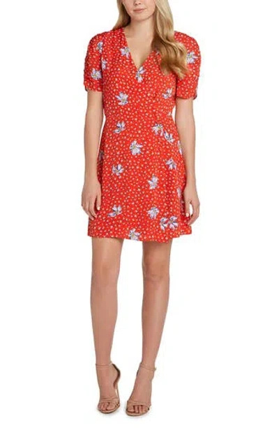 Matty M . Susanna Faux Wrap Dress In Red