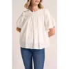 Matty M . Talluluh Honeycomb Puff Sleeve Top In White