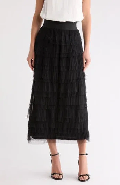 Matty M . Tiered Tulle Skirt In Black