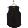 Matty M . V-neck Sleeveless Pleat Front Top In Black