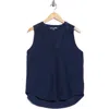 Matty M . V-neck Sleeveless Pleat Front Top In Blue