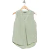 Matty M . V-neck Sleeveless Pleat Front Top In Green