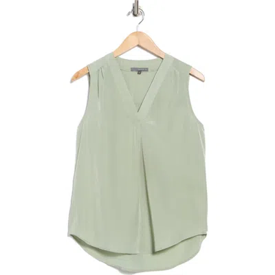 Matty M . V-neck Sleeveless Pleat Front Top In Green