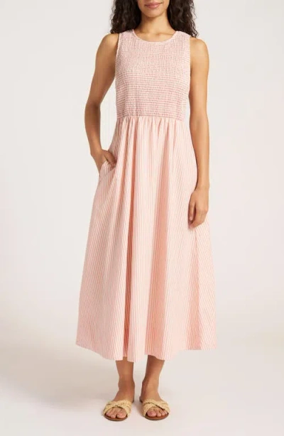 Matty M . Verona Stripe Midi Dress In Orange