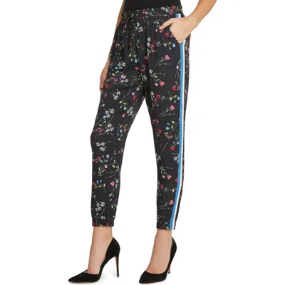 Matty M . Willow & Clay Side Stripe Floral Jogger Pants In Black