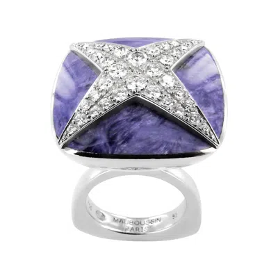 Pre-owned Mauboussin - 18 Carat. White Gold - Ring - 1.00 Ct Diamond - Jade