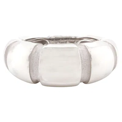 Pre-owned Mauboussin 18 Karat White Gold Ribbed Dome Ring