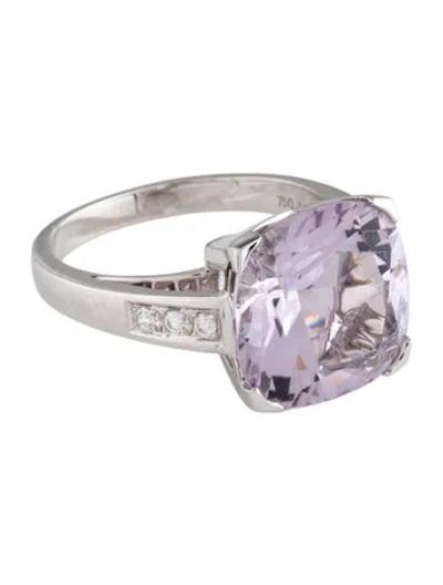 Pre-owned Mauboussin 18k 7.60 Amethyst & Diamond Cocktail Ring In Multi