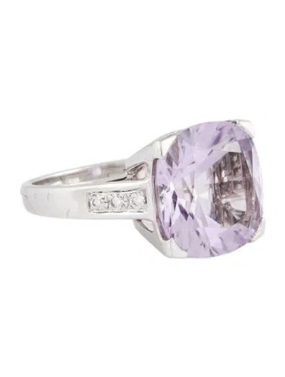 Pre-owned Mauboussin 18k Amethyst & Diamond Petit Visage D'amour Ring In Multi