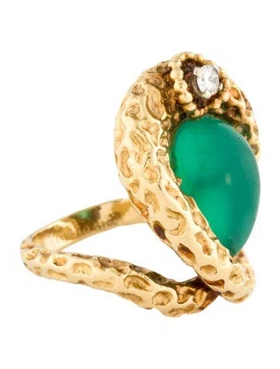 Pre-owned Mauboussin 18k Chalcedony & Diamond Cocktail Ring In Multi