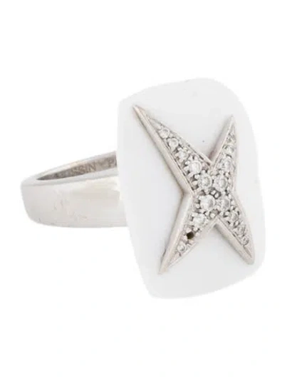 Pre-owned Mauboussin 18k Chalcedony & Diamond Etoile Divine Cocktail Ring In Multicolor