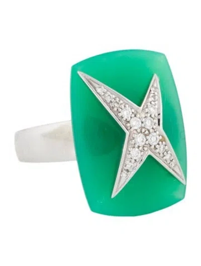 Pre-owned Mauboussin 18k Chrysoprase & Diamond Etoile Divine Cocktail Ring In Multi