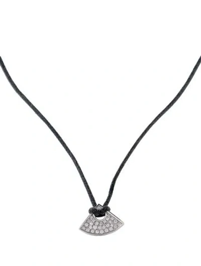 Pre-owned Mauboussin 18k Diamond Fan Pendant Necklace, 27" In Black