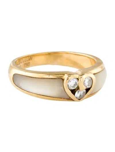 Pre-owned Mauboussin 18k Mother Of Pearl & Diamond Band In Multi