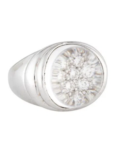 Pre-owned Mauboussin 18k Quartz & Diamond Orb Cocktail Ring In Multicolor