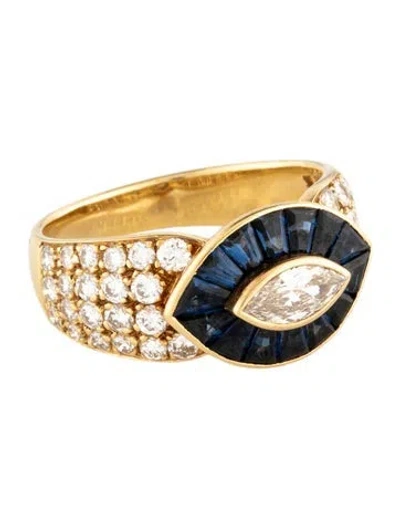 Pre-owned Mauboussin 18k Sapphire & Diamond Cocktail Ring In Multicolor