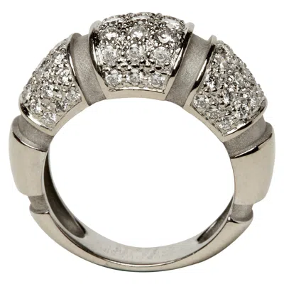 Pre-owned Mauboussin 18k White Gold And Diamond Dome Ring