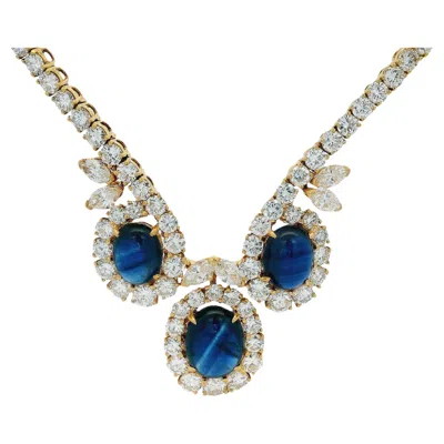 Pre-owned Mauboussin 18k Yellow Gold Necklace With Diamond And Sapphire