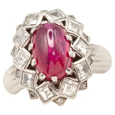 Pre-owned Mauboussin 1940s  Paris Platinum Burma Ruby Diamond Ring In Multiple
