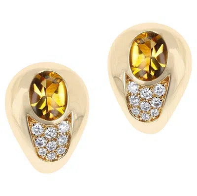 Pre-owned Mauboussin 2.18 Ct. Citrine And 0.42 Ct. Diamond Earrings, 18k Gold In Multi