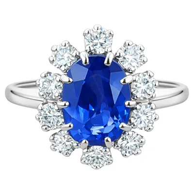 Pre-owned Mauboussin 4.20 Ct. Sapphire And Diamond Ring In Blue