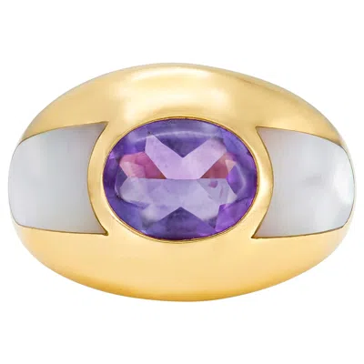 Pre-owned Mauboussin Amethyst & Mother Of Pearl Ring In Purple