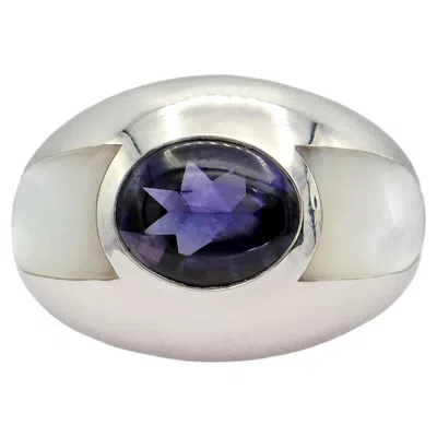 Pre-owned Mauboussin Blue Violet Iolite Ring 18k 750 White Gold