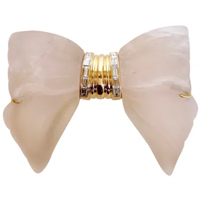 Pre-owned Mauboussin Brooch, Rock Crystal, Yellow Gold And 10 Baguette Diamonds