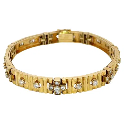 Pre-owned Mauboussin Diamond Link Bracelet 18k Yellow Gold