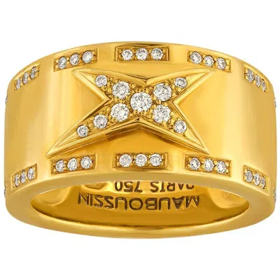 Pre-owned Mauboussin Etoile Divine 18k Yellow Gold Band Ring Size 49