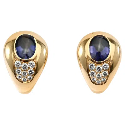 Pre-owned Mauboussin Iolite And Diamond Gold Earrings In Multi