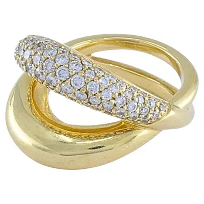 Pre-owned Mauboussin Paris 18k Gold Pav� Diamond Ring, Size 5.25-5.5 In Multiple
