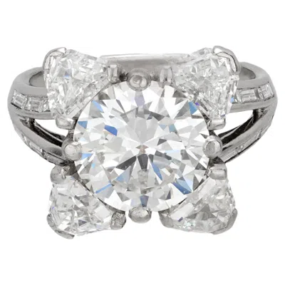 Pre-owned Mauboussin Paris 4.24 Carat Old European Cut Diamond Platinum Ring In Multi