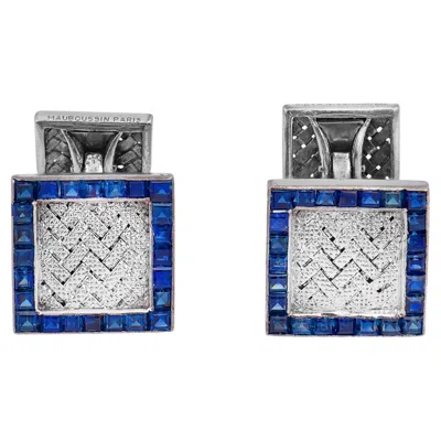 Pre-owned Mauboussin Paris Sapphire 18k White Gold Cufflinks