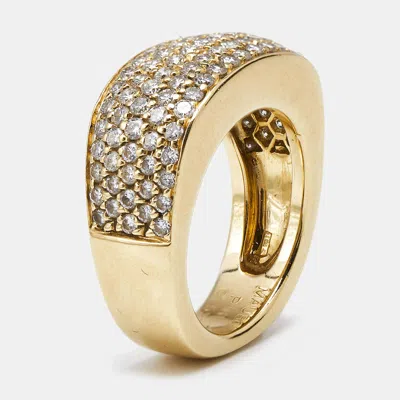 Pre-owned Mauboussin Pave Diamond 18k Yellow Gold Ring Size 54