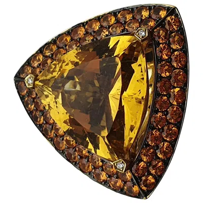 Pre-owned Mauboussin , Peace Colors Citrine 11 Carat, 3.6 Carat Sapphires And Diamonds Ring In Multi