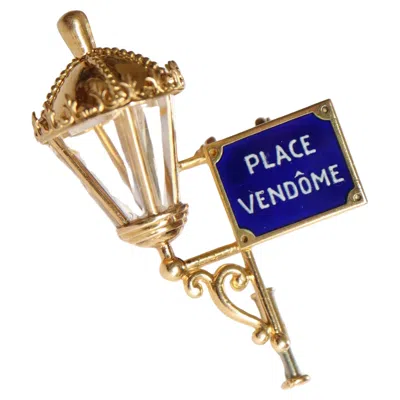 Pre-owned Mauboussin Place Vendôme Enamel And 18 Karat Gold Brooch In Multi